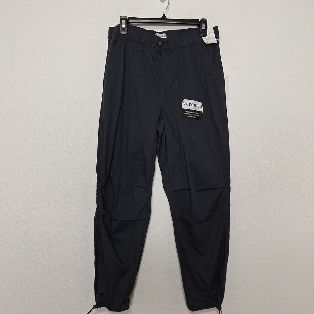 Dash NEW Charcoal Veronica Elastic Waist Sporty Utility Parachute Pants Size M